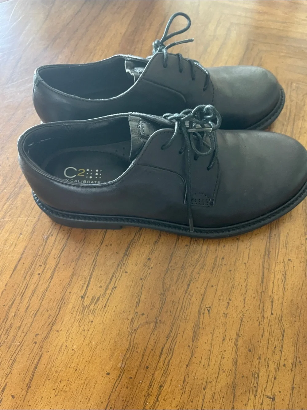 NIB C2 by Boys Size 2 Calibrate Black Leather Lace-Up Oxford Shoes “Ksbraden”
